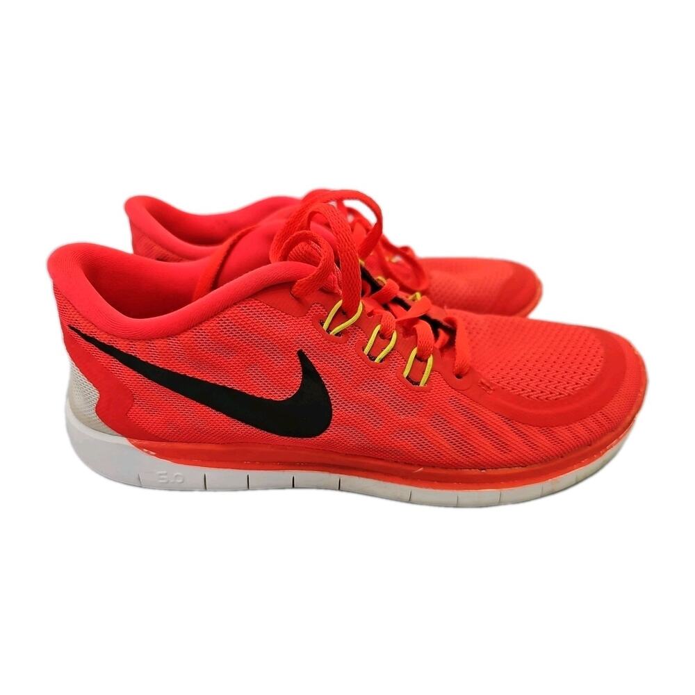 Nike Free 5.0 Running Shoes Youth Sz 6Y Med Bright Crimson Orange Athletic Mesh